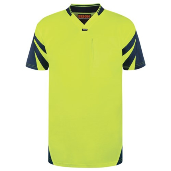 Bison polo day only cotton hi vis shirt yellow