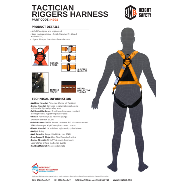 Height Safety Tactition Riggers Harness Datasheet
