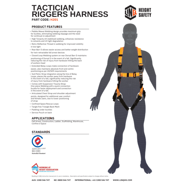 Height Safety Tactition Riggers Harness Data Sheet