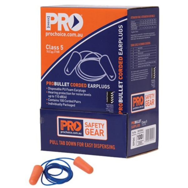 100 Pack Corded Disposable Earplugs